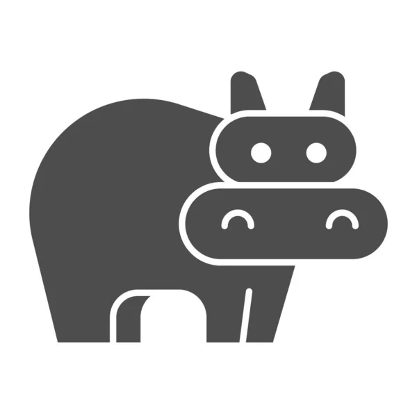 Hipopótamo icono sólido. Lindo hipopótamo, animal de pie y mirando fijamente, silueta simple. Concepto de diseño de vectores de animales, pictograma estilo glifo sobre fondo blanco, uso para web y aplicación. Eps 10 . — Vector de stock