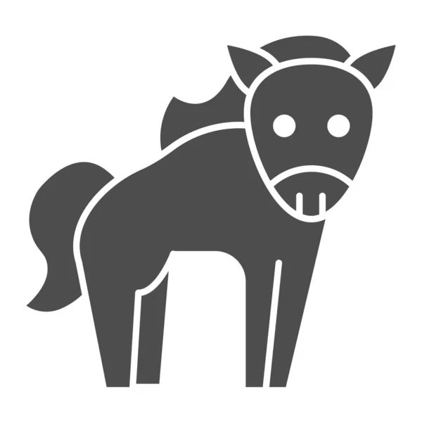 Pferd solide Ikone. Nettes und lustiges Nutztier mit freundlichem Gesicht. Animals Vektor Design-Konzept, Glyphen-Stil Piktogramm auf weißem Hintergrund, Verwendung für Web und App. Eps 10. — Stockvektor