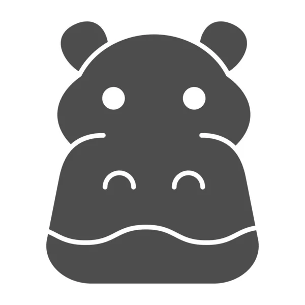 Hipopótamo icono sólido. Bonita cara de hipopótamo mirándote, silueta simple. Concepto de diseño de vectores de animales, pictograma estilo glifo sobre fondo blanco, uso para web y aplicación. Eps 10 . — Archivo Imágenes Vectoriales