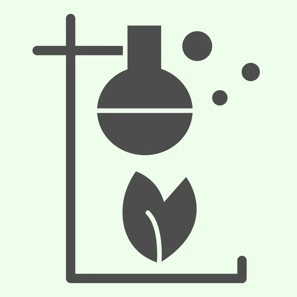 Biologische reactie solide icoon. Milieulaboratorium chemische ervaring met eco fles glyph stijl pictogram op witte achtergrond. Biologische tekens voor mobiel concept en webdesign. vectorgrafieken. — Stockvector