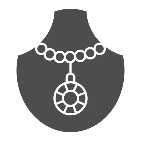 Icono sólido colgante de cuarzo. Collar de piedras preciosas ilustración vectorial aislado en blanco. Diseño de estilo glifo de joyería, diseñado para web y aplicación. Eps 10 . — Archivo Imágenes Vectoriales