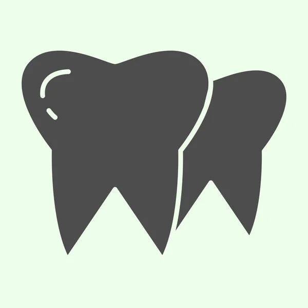 牙齿坚实的图标。白色背景上的两个人类健康牙齿象形文字。牙科护理和口腔卫生标志，用于移动概念和网页设计。矢量图形. — 图库矢量图片
