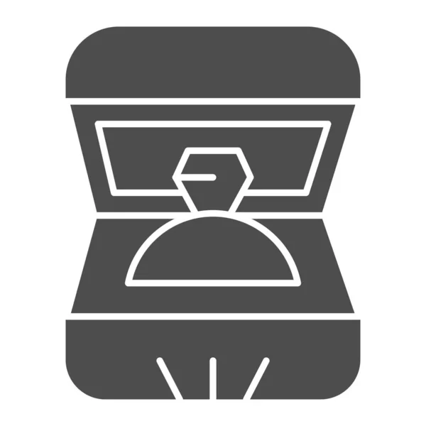 Ehering in der Box solides Symbol. Verlobungsring in Geschenkbox Vektor Illustration isoliert auf weiß. Schmuck-Glyphen-Design, entworfen für Web und App. Eps 10. — Stockvektor