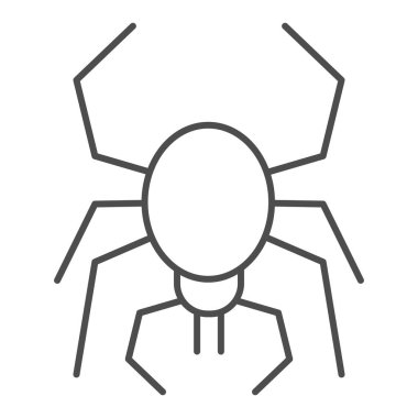 Örümcek ince çizgi ikonu. Korkunç eklembacaklı böcek. Cadılar Bayramı parti vektör tasarımı konsepti, beyaz arkaplanda taslak biçim piktogramı.