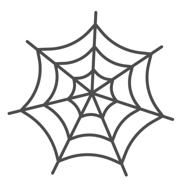 Spindelväv tunn linje ikon. Skrämmande insektsnät. Halloween parti vektor design koncept, kontur stil piktogram på vit bakgrund. — Stock vektor