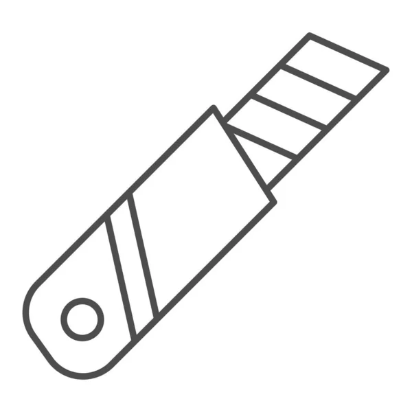 ナイフの細い線のアイコン。白い背景にプロのカッターシンボル、アウトラインスタイルのピクトグラム。モバイルコンセプトとウェブデザインのためのオフィスや文房具アイテムのサイン。ベクトルグラフィックス. — ストックベクタ
