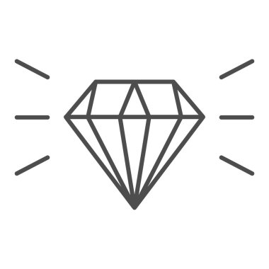 Elmas ince çizgi ikonu. Gemstone vektör çizimi beyaza izole edildi. Takı tasarımı, web ve uygulama için tasarlanmış. Eps 10.