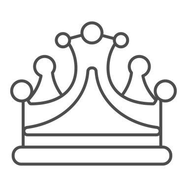 Taç ince çizgi simgesi. Kraliyet dekorasyon vektör illüstrasyonu beyaza izole edildi. Takı tasarımı, web ve uygulama için tasarlanmış. Eps 10.