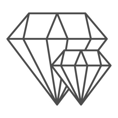 Elmaslar ince çizgi simgesi. Beyaza izole edilmiş iki parlak vektör çizimi. Takı tasarımı, web ve uygulama için tasarlanmış. Eps 10.