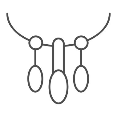 Kolye ince çizgi ikonu. Beyaz üzerine izole edilmiş zarif aksesuar vektör çizimi. Takı tasarımı, web ve uygulama için tasarlanmış. Eps 10.