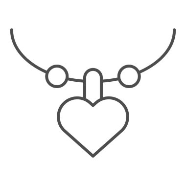 Kalp çizgisi ikonlu kolye. Beyaz üzerine izole edilmiş kalp vektör çizimi olan kolye. Takı tasarımı, web ve uygulama için tasarlanmış. Eps 10.