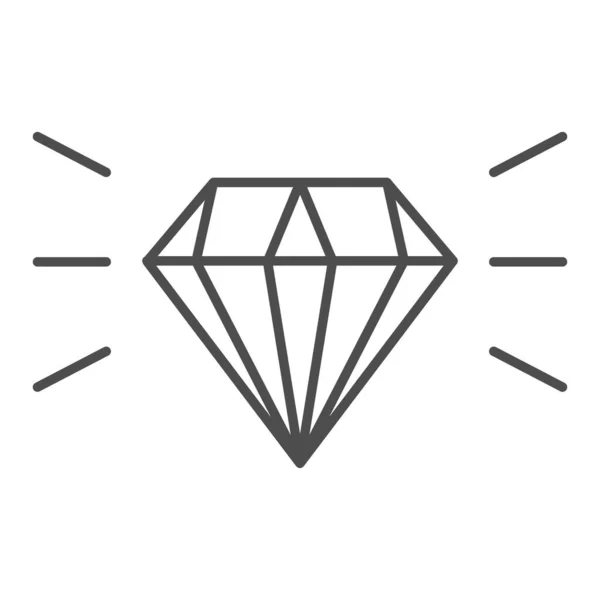 Diamante ícone de linha fina. Ilustração vetorial de pedra preciosa isolada sobre branco. Design de estilo de esboço de jóias, projetado para web e aplicativo. Eps 10 . — Vetor de Stock