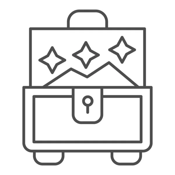 Icono de la línea delgada del pecho de la joyería. Caja para ilustración vectorial accesoria aislada en blanco. Diseño de estilo de contorno de cofre Treasure, diseñado para web y aplicación. Eps 10 . — Archivo Imágenes Vectoriales