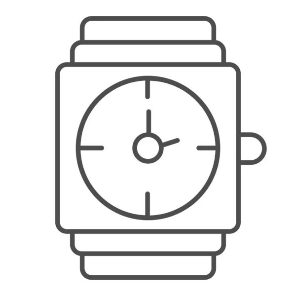 Orologio da polso sottile icona linea. Illustrazione vettoriale orologio d'oro isolato su bianco. Design uomo gioielli contorno stile, progettato per il web e app. Eps 10 . — Vettoriale Stock