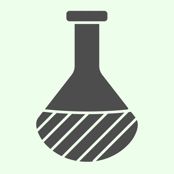 Scheikunde solide icoon. Laboratoriumkolf glas met vloeibare glyph stijl pictogram op witte achtergrond. Wetenschap en biologie tekens voor mobiel concept en web design. vectorgrafieken. — Stockvector