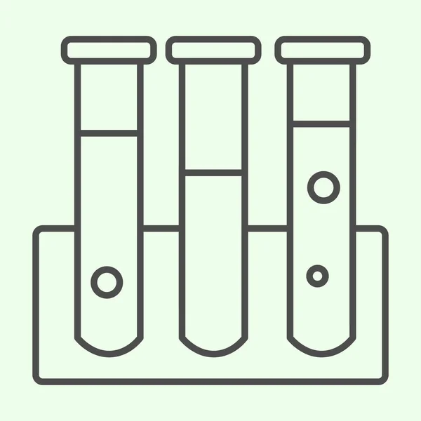 Testbuizen dunne lijn pictogram. Laboratoriumapparatuur kolf met vloeistof omtrek stijl pictogram op witte achtergrond. Chemie en geneeskunde tekenen voor mobiele concept en web design. vectorgrafieken. — Stockvector