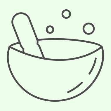 Petri kabı ince çizgi ikonu. Beyaz arka planda bilimsel laboratuvar plaka anahatlarında bakteriyolojik analiz. Mobil konsept ve web tasarımı için biyoloji ve kimya işaretleri. Vektör grafikleri.