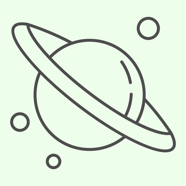Space and planets thin line icon. Planet Saturn with solar planetary ring system outline style pictogram on white background. Universe explore for mobile concept and web design. Vector graphics. — Stock Vector