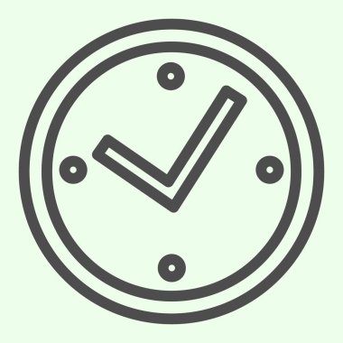 Ofis saati simgesi. Yuvarlak retro duvar izleme çizgisi beyaz arka planda resim çizimi. Mobil konsept ve web tasarımı için iş saati. Vektör grafikleri.