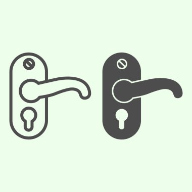 Kapı kilidi ve sağlam bir ikon. Kapı kolu ya da düğme sembolü anahtar deliği sembolü, beyaz arkaplanda taslak biçiminde resim. Web ve mobil konsept için ev onarım vektörü işareti.