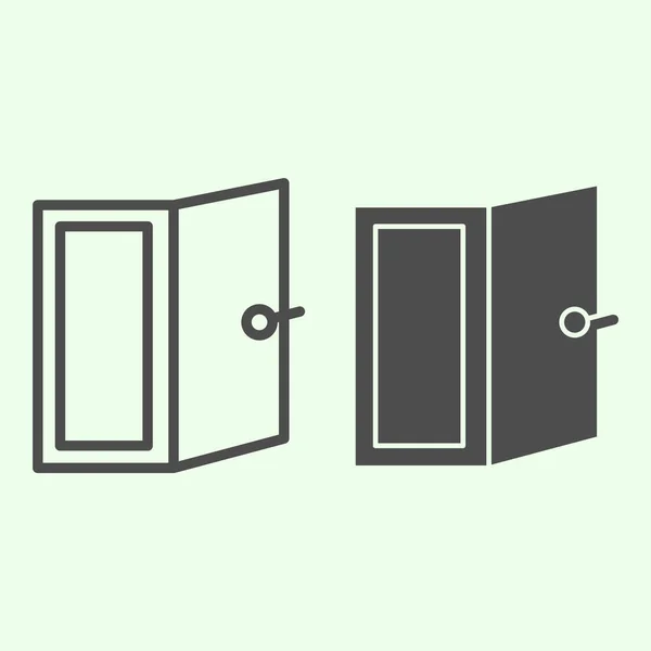 Linia drzwi i solidna ikona. Otwórz drzwi domu wyjście lub symbol wejścia, zarys stylu piktogram na białym tle. Strona główna Naprawa wektora znaku dla koncepcji web i mobile. — Wektor stockowy