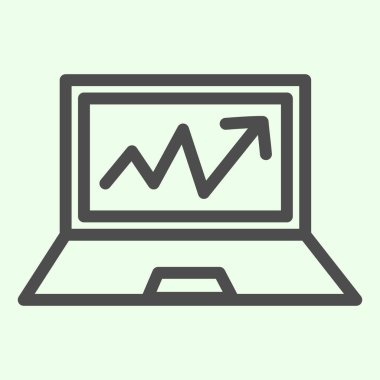 Bilgisayar grafik çizgisi simgesi. Beyaz arkaplanda ekranın dış hatlarını gösteren analitik ya da istatistik grafiği. Mobil konsept ve web tasarımı için teknoloji işaretleri. Vektör grafikleri.