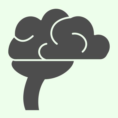 Beyin katı simgesi. Beyaz arka planda insan baş organı silueti kabartma şekli. Mobil konsept ve web tasarımı için anatomi ve organlar işaretleri. Vektör grafikleri.