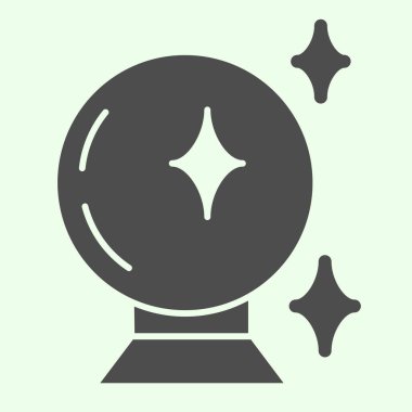 Sihirli top katı ikonu. Beyaz arka planda cadı kristal cam küre glifli resim. Cadılar Bayramı veya Cadılık ve mobil konsept ve web tasarımı için sihirli işaretler. Vektör grafikleri.