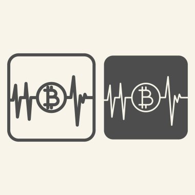 Nabız bitcoin hattı ve sembol. Kripto para birimi şeması vektör çizimi beyaza izole edildi. Bitcoin grafik tasarımı, web ve uygulama için tasarlandı. Eps 10.