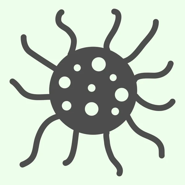 바이러스의 단단 한 아이콘. 생물학 마이크로 베 박테리아와 생식 글 립 형태의 피토 그램은 흰색 배경에 있습니다. 과학 과 미생물학은 모바일 개념 과 웹 디자인을 위한 신호입니다. 벡터 그래픽. — 스톡 벡터