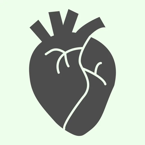 Hjärtat orgel solid ikon. Realistiska mänskliga hjärta glyf stil piktogram på vit bakgrund. Anatomi och organ tecken för mobila koncept och webbdesign. Vektorgrafik. — Stock vektor