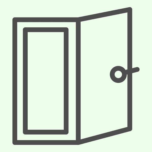 Deur lijn icoon. Open huis deur uitgang of entree outline stijl pictogram op witte achtergrond. Appartement en constructie borden voor mobiele concept en web design. vectorgrafieken. — Stockvector