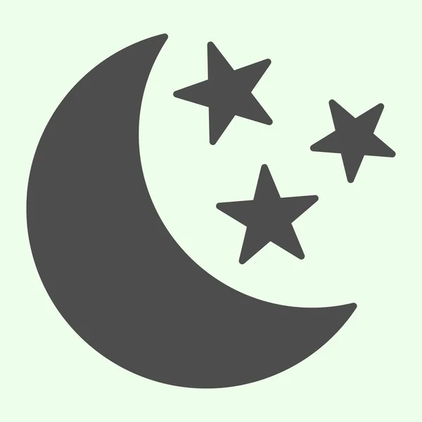 Icono sólido de media luna. Noche espeluznante media luna con estrellas estilo glifo pictograma sobre fondo blanco. Signo de Halloween para el concepto móvil y el diseño web. Gráficos vectoriales . — Vector de stock