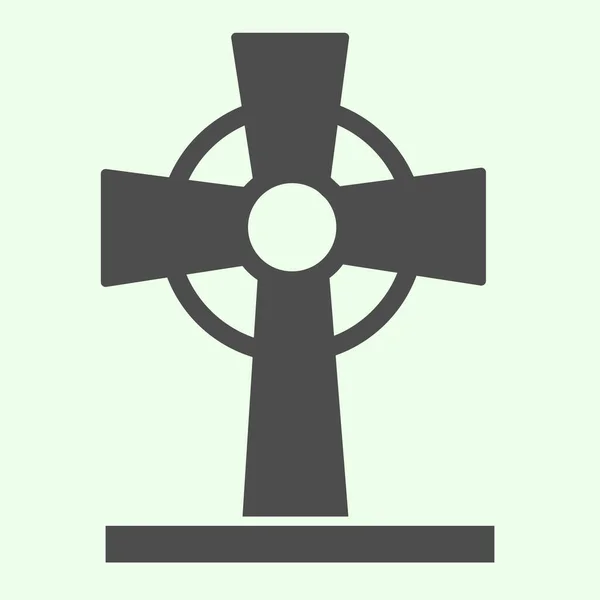 Halloween cemetery cross solid icon. Grave with tombstone cross glyph style pictogram on white background. Halloween or Witchcraft sign for mobile concept and web design. Vector graphics. — Stock Vector