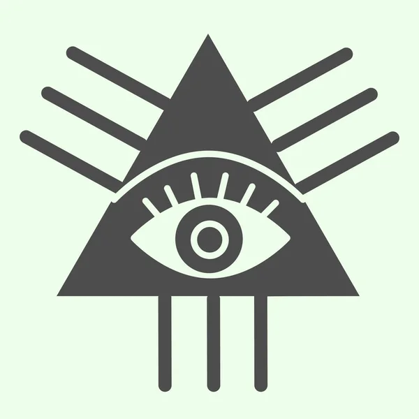 Masonický symbol plná ikona. Všichni vidí zednářské oko trojúhelník piktogram styl glyf na bílém pozadí. Eye Of Providence pro mobilní koncept a web design. Vektorová grafika. — Stockový vektor