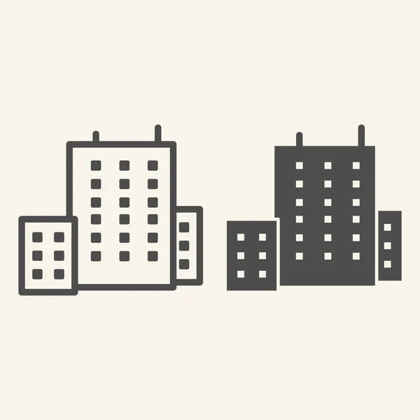 Bürogebäude Linie und Glyphen-Symbol. Architekturvektorillustration isoliert auf weiß. Startseite skizziert Stil-Design, für Web und App entwickelt. Eps 10. — Stockvektor