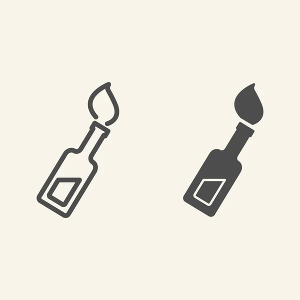 Ligne de cocktail feu et icône de glyphe. Illustration vectorielle cocktail Molotov isolée sur blanc. Conception de style de contour de bouteille de feu, conçu pour le web et l'application. Eps 10 . — Image vectorielle