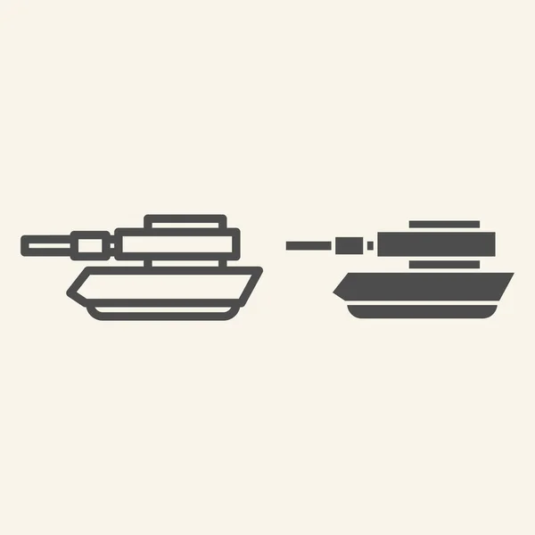 Ligne de réservoir et icône de glyphe. Illustration vectorielle Panzer isolée sur blanc. Conception de style de contour de machine, conçu pour le web et l'application. Eps 10 . — Image vectorielle
