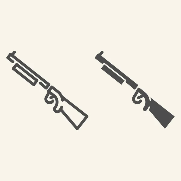 Linha de espingarda e ícone de glifo. Ilustração vetorial de armas isoladas em branco. Shotgun design estilo esboço, projetado para web e app. Eps 10 . —  Vetores de Stock