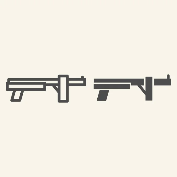 Combat shotgun line and glyph icon. Weapon vector illustration isolated on white. Firearm outline style design, designed for web and app. Eps 10. — Stock Vector