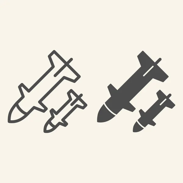 Línea de lanzamiento de cohetes e icono de glifo. Ilustración vectorial de armas aislada en blanco. Diseño de estilo de contorno de misiles, diseñado para web y aplicación. Eps 10 . — Archivo Imágenes Vectoriales