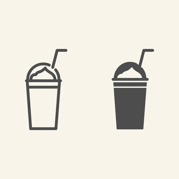 Linha de batido e ícone de glifo. Ilustração do vetor Smoothie isolado em branco. Tire o design de estilo de contorno do copo, projetado para web e aplicativo. Eps 10 . — Vetor de Stock