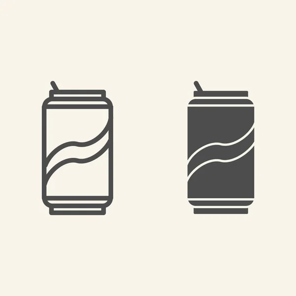 Soda kann Linie und Glyphen-Symbol. Trinken in Aluminiumzinnvektorabbildung isoliert auf weiß. Beverage Outline Style Design, entworfen für Web und App. Eps 10. — Stockvektor