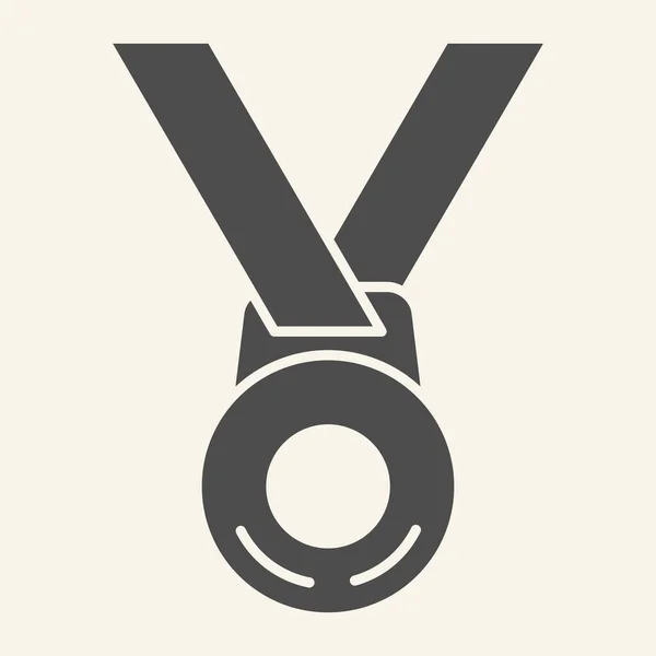 Αξιόλογη εικόνα. Αθλητικός νικητής μετάλλιο glyph στυλ εικονόγραμμα σε μπεζ φόντο. Πρωταθλητής μετάλλιο για την έννοια του κινητού και web design. Διανυσματικά γραφικά. — Διανυσματικό Αρχείο