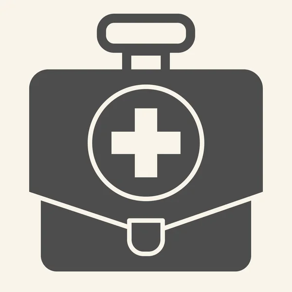 Kit di pronto soccorso icona solida. Medico sacchetto medico scatola glyph stile pittogramma su sfondo bianco. Medicine petto per il concetto mobile e web design. Grafica vettoriale . — Vettoriale Stock