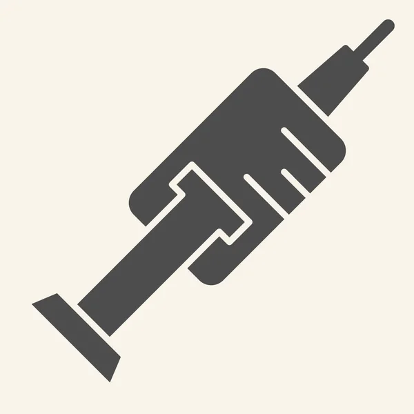 Spritze solide Symbol. Impfungen oder Injektionsglyphen-Piktogramm auf weißem Hintergrund. Medizinische Spritze mit Impfstoff für mobiles Konzept und Webdesign. Vektorgrafik. — Stockvektor