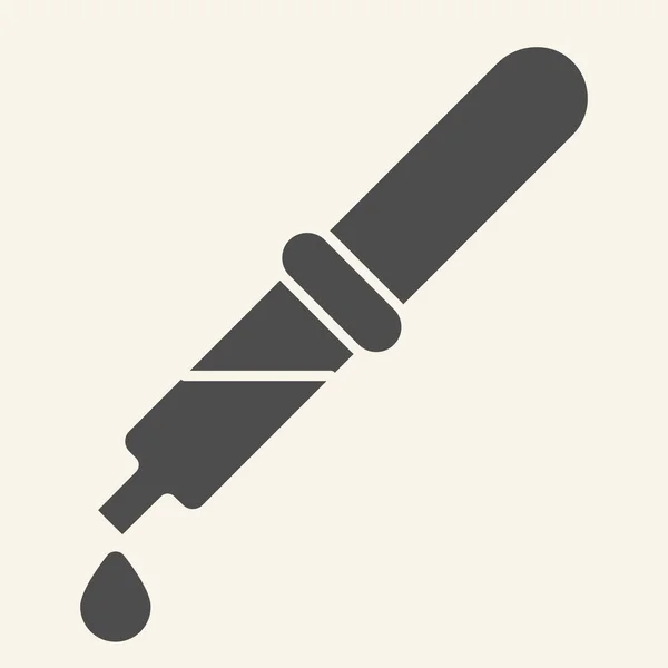 Pipette solid icon. Medicine dropper with drop glyph style pictogram on white background. Eyedropper for mobile concept and web design. Vector graphics. — Stock Vector