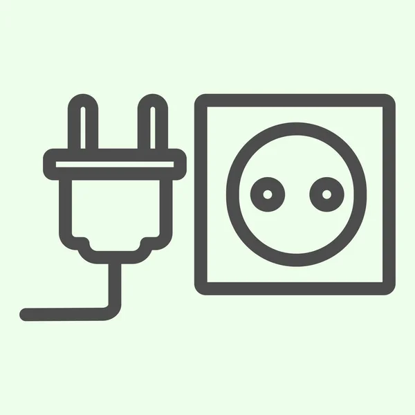 Socket with plug line icon. Unplugged cable from Jack socket outline style pictogram on white background. Real estate and apartment signs for mobile concept and web design. Vector graphics. — Stock Vector