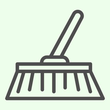 Süpürge hattı simgesi. Ev temizleme fırçası ev aletleri beyaz arka planda resim çizimi. Ev işleri araçları mobil konsept ve web tasarımı için işaretler. Vektör grafikleri.