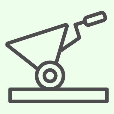 Bina arabası çizgisi simgesi. Bahçe ya da inşaat boş tramvay hatları beyaz arka planda resim çizimi. Mobil konsept ve web tasarımı için ev onarımı ve yenileme tabelaları. Vektör grafikleri.